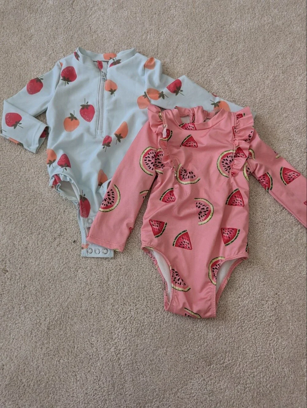 Bundle Of 2 Girls' Swimsuit  Long-Sleeve : Watermelon & Strawberry